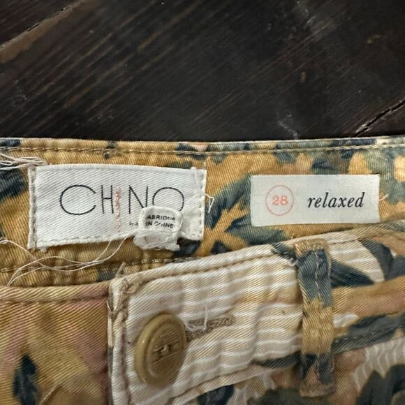 Anthro chino tropical bird leaf size 27 relaxed pants - Picture 3 of 5